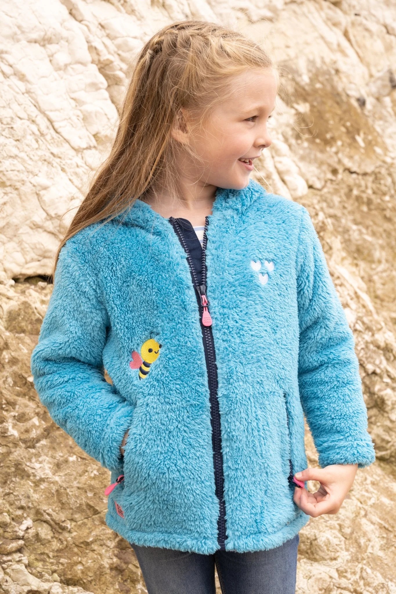 Gracie Sherpa Fleece - Bright Teal Bee - Image 8