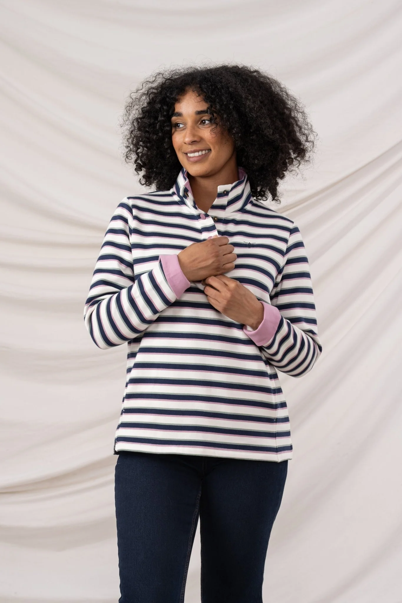 Haven Jersey - Navy Sage Rose Stripe - Image 4