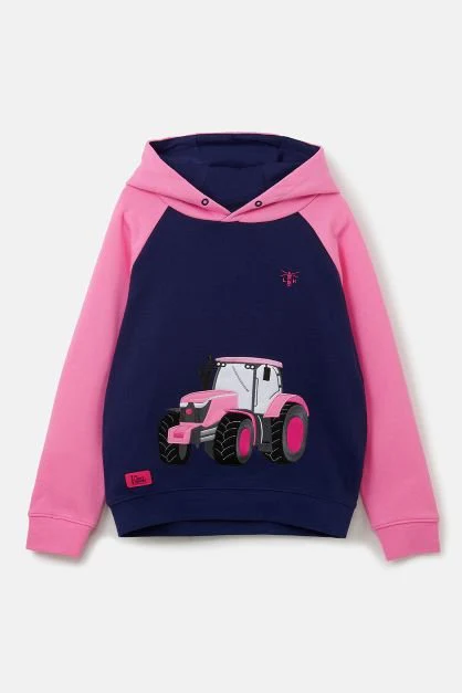 Jill Hoodie - Pink Tractor Appliqué - Image 3
