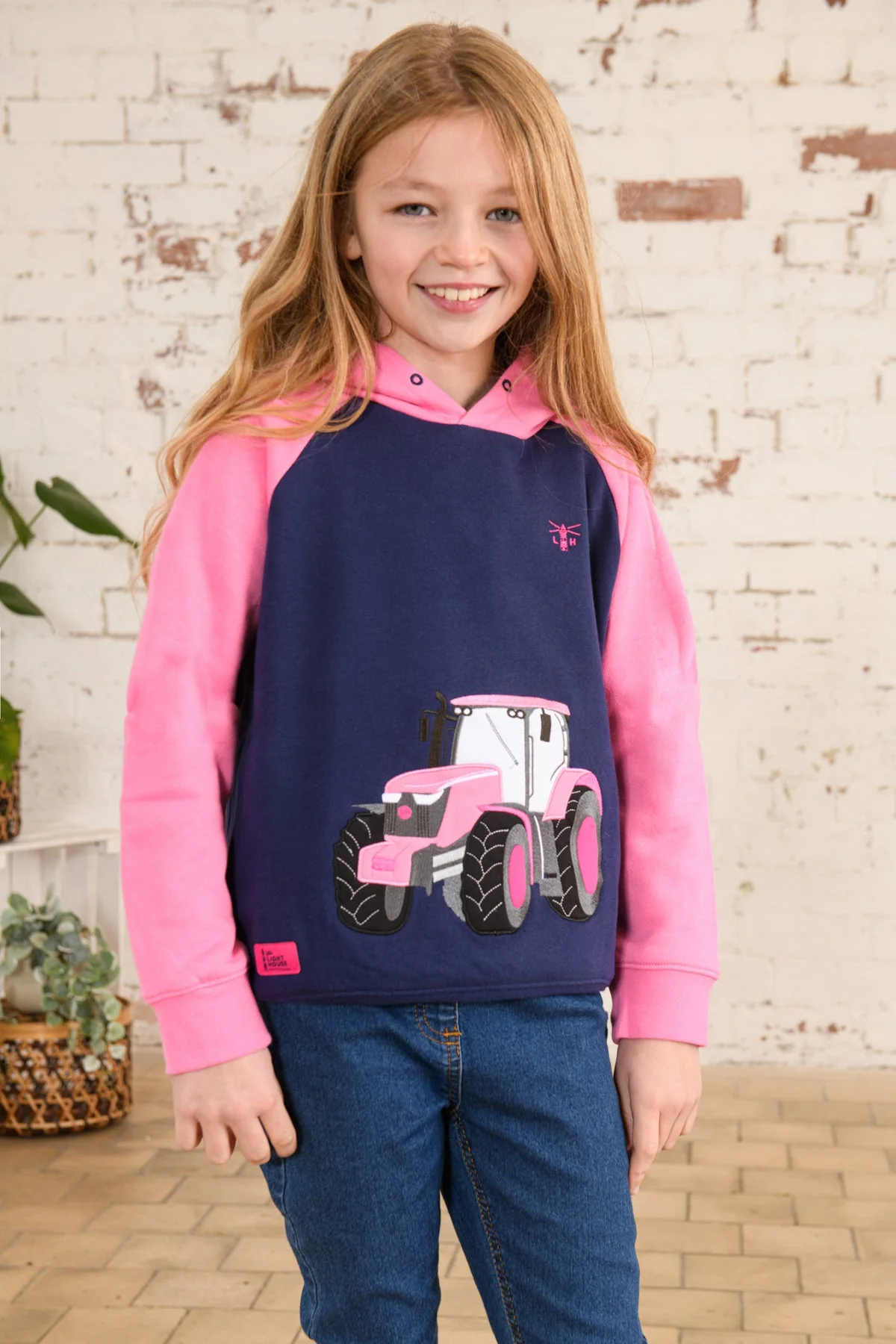 Jill Hoodie - Pink Tractor Appliqué - Image 6