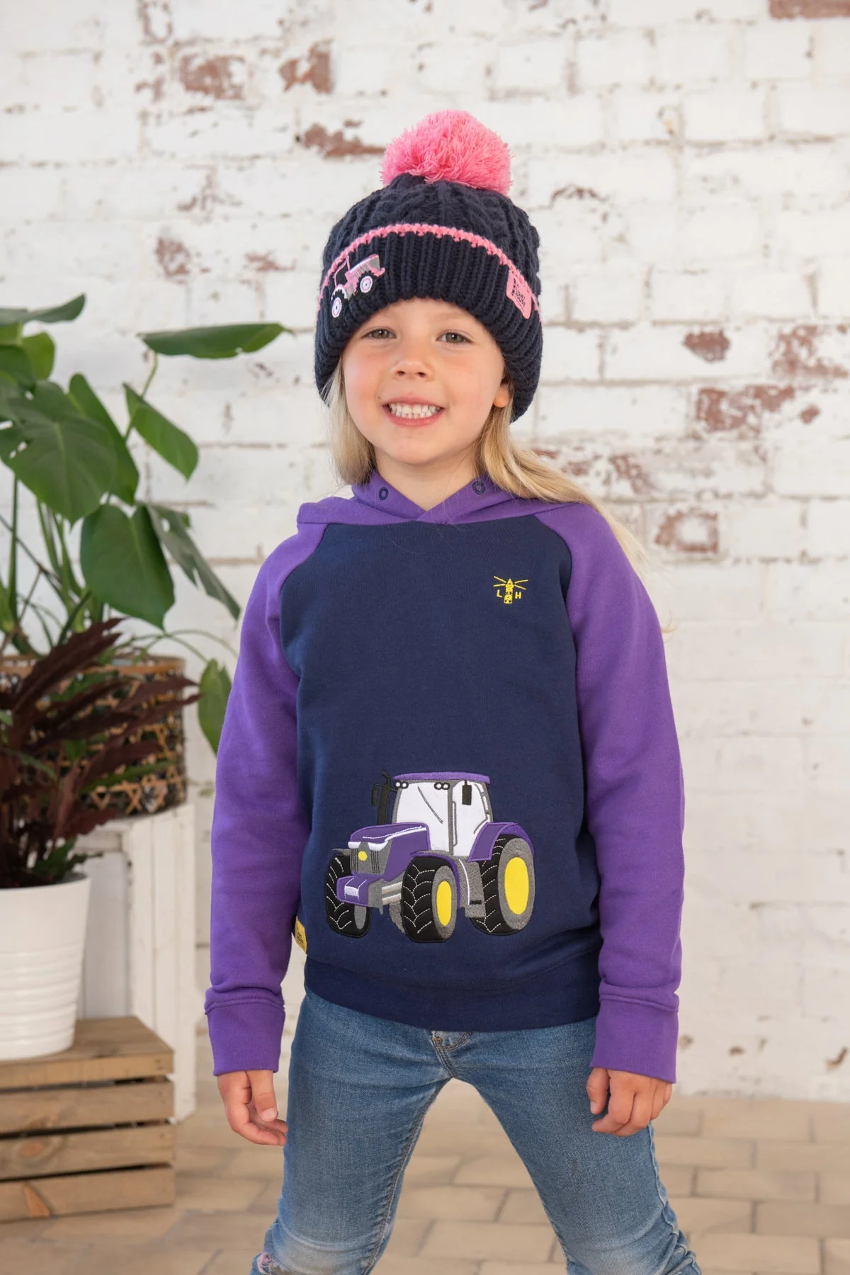 Jill Hoodie - Purple Tractor Applique - Image 3