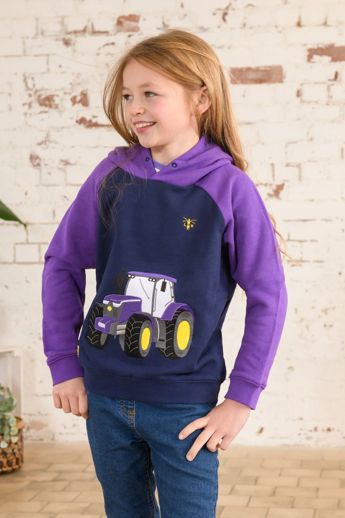 Jill Hoodie - Purple Tractor Applique - Image 5