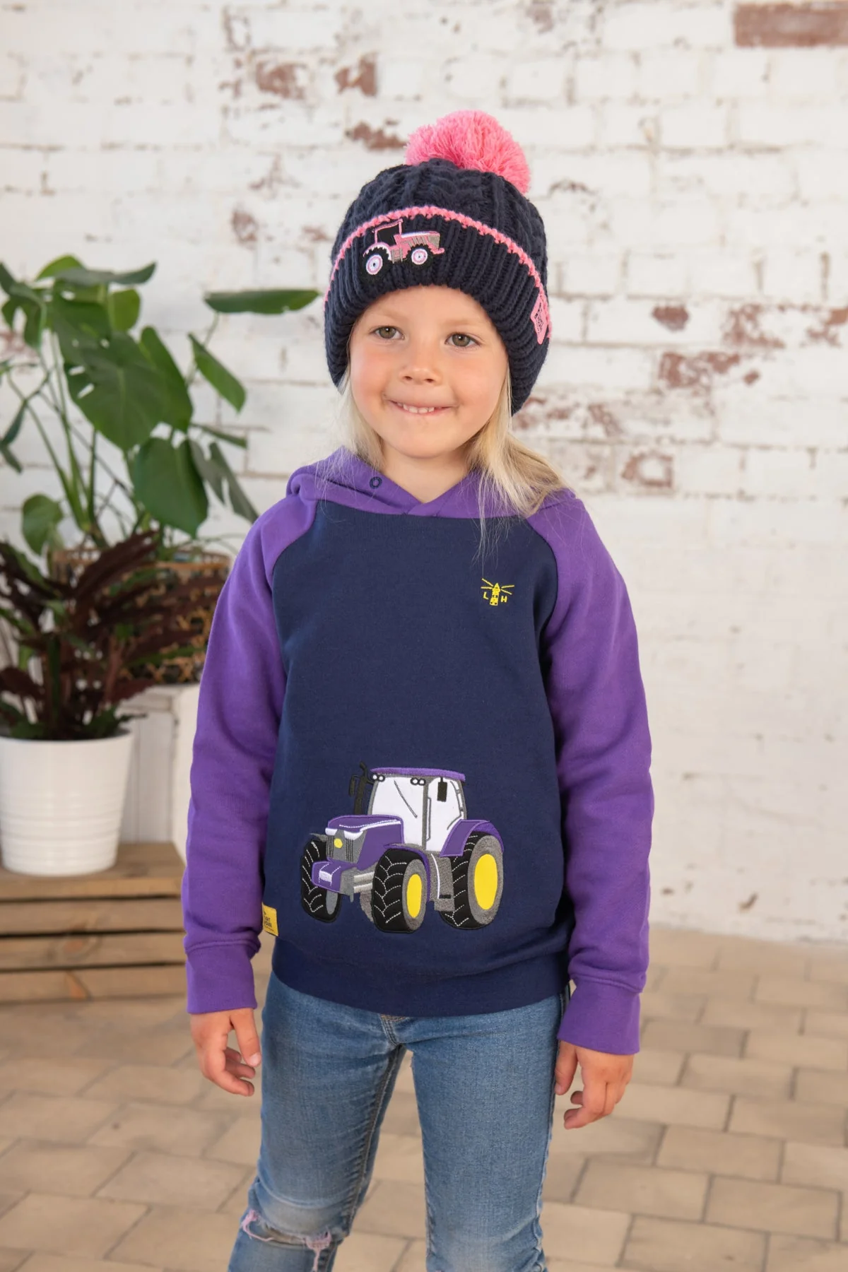 Jill Hoodie - Purple Tractor Applique - Image 6