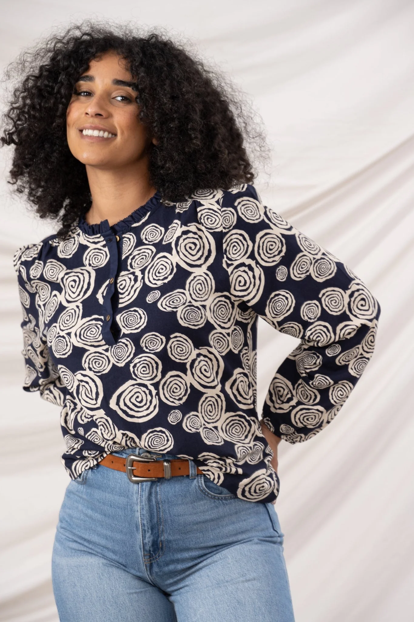 Juliette Blouse - Navy Swirl - Image 4