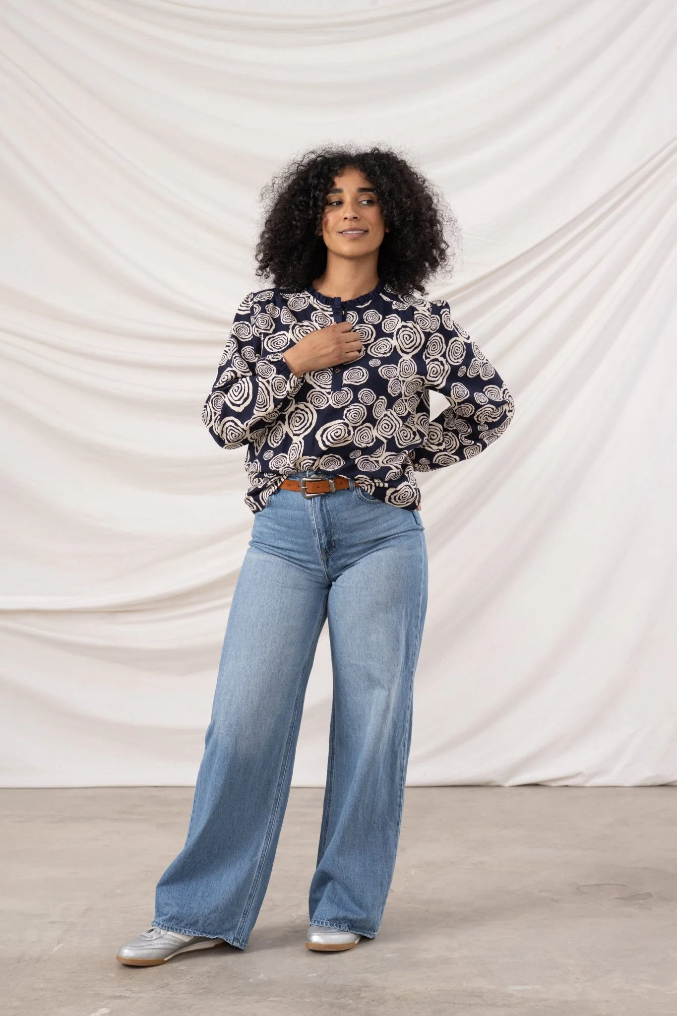 Juliette Blouse - Navy Swirl - Image 5