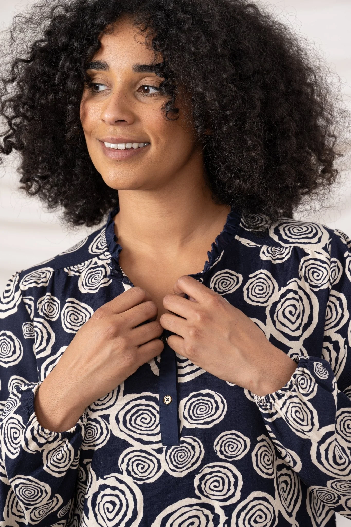 Juliette Blouse - Navy Swirl - Image 7