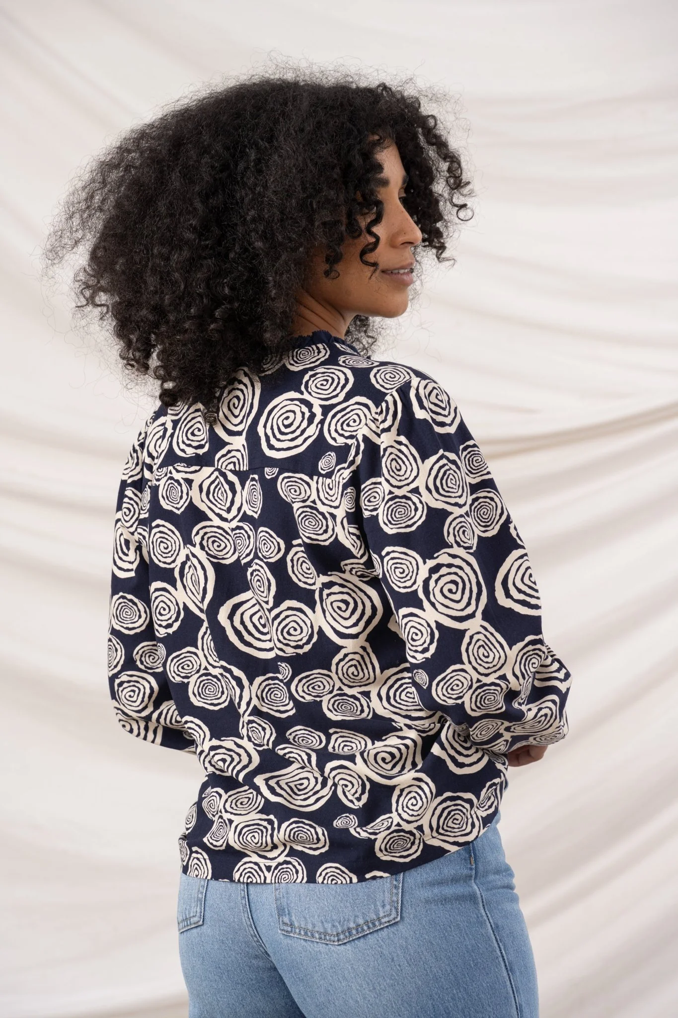 Juliette Blouse - Navy Swirl - Image 8
