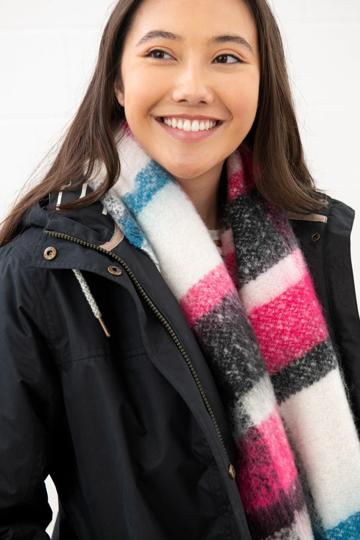 Lighthouse Scarf - Pink Deep Teal Black - Image 2
