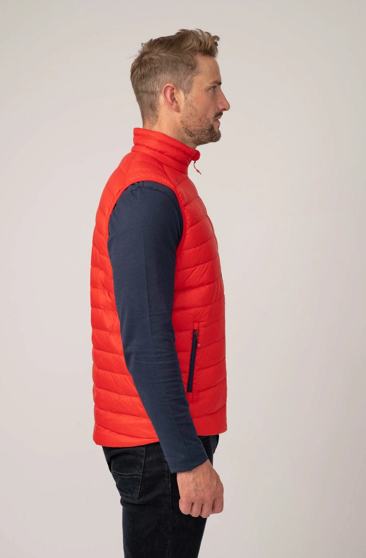 Alpine Mens Down Gilet - Red - Image 4