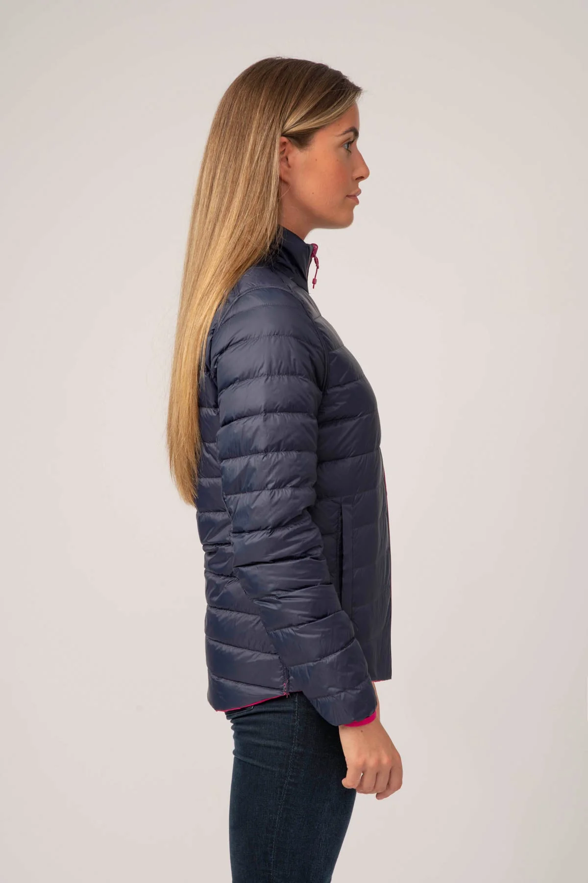 Polar II Womens Down Jacket - Fuchsia Navy - Image 5