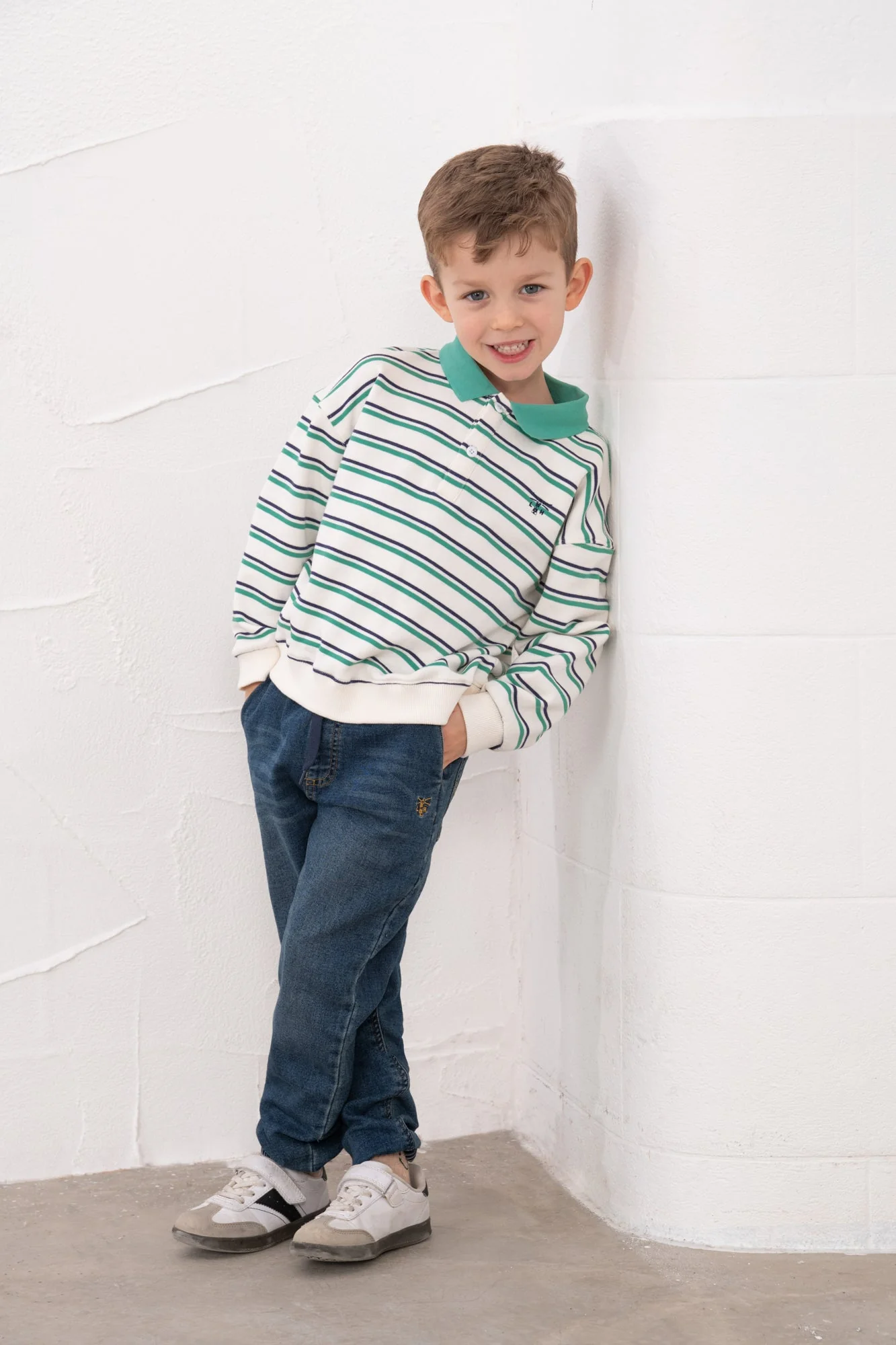 Myles Sweatshirt - Sea Green Navy Stripe - Image 4