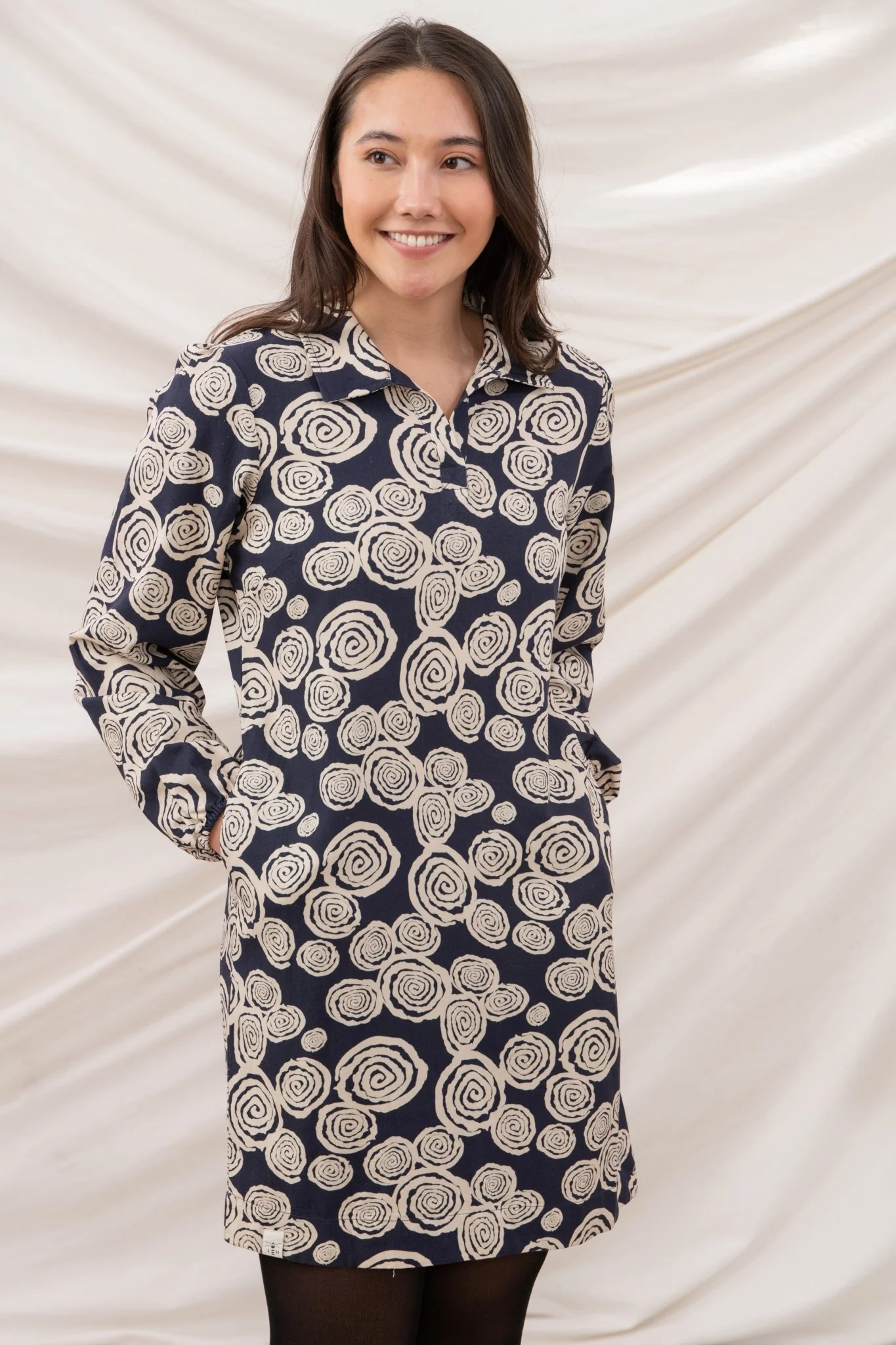 Nancy Dress - Navy Swirl
