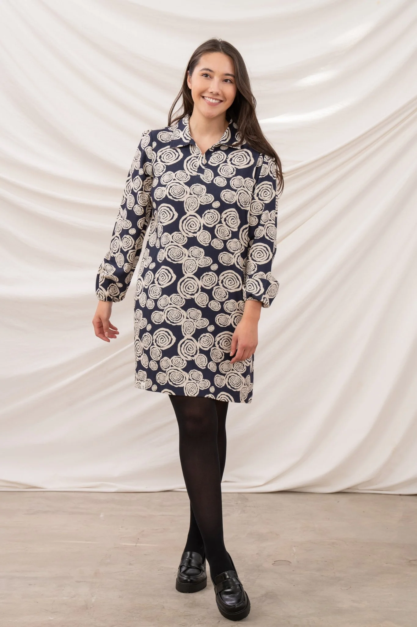 Nancy Dress - Navy Swirl - Image 4