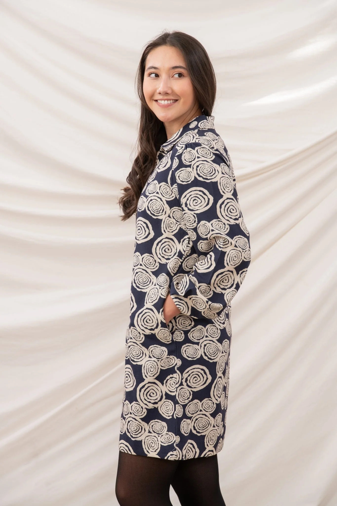 Nancy Dress - Navy Swirl - Image 5