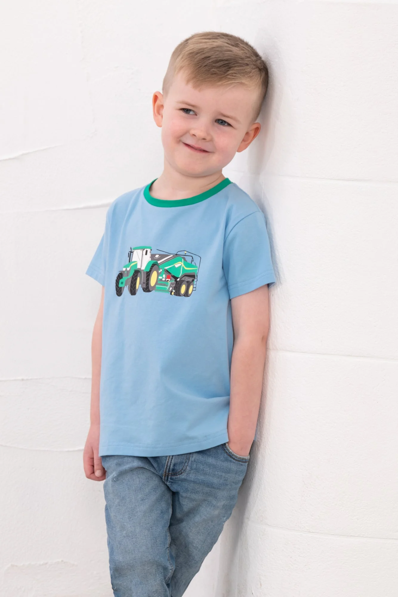 Oliver Short Sleeve Top - Green Tractor Baler