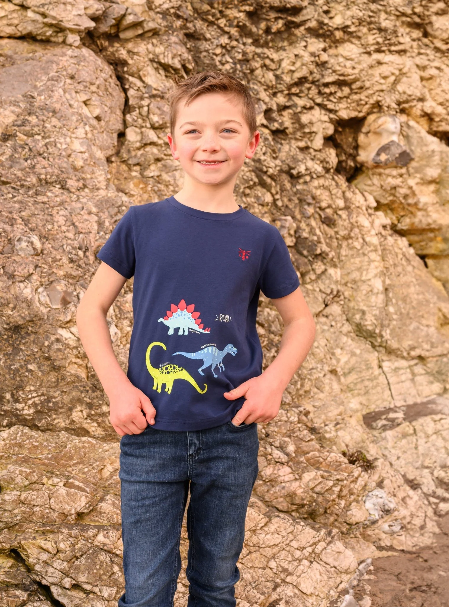 Oliver Short Sleeve Top - Navy Dino Print - Image 10