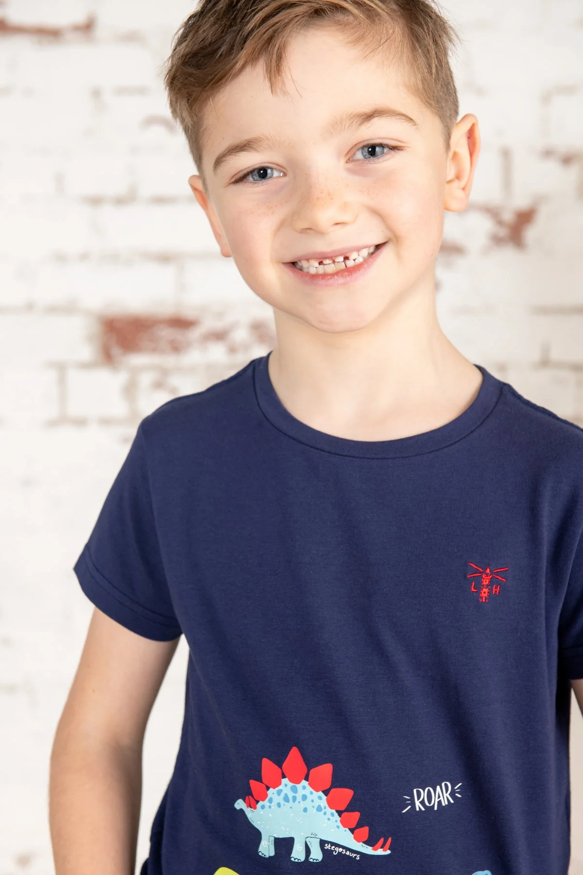 Oliver Short Sleeve Top - Navy Dino Print - Image 5
