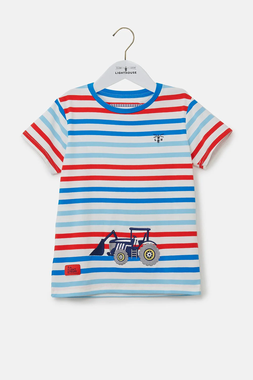 Oliver Short Sleeve Top - Red Blue Stripe Tractor - Image 2