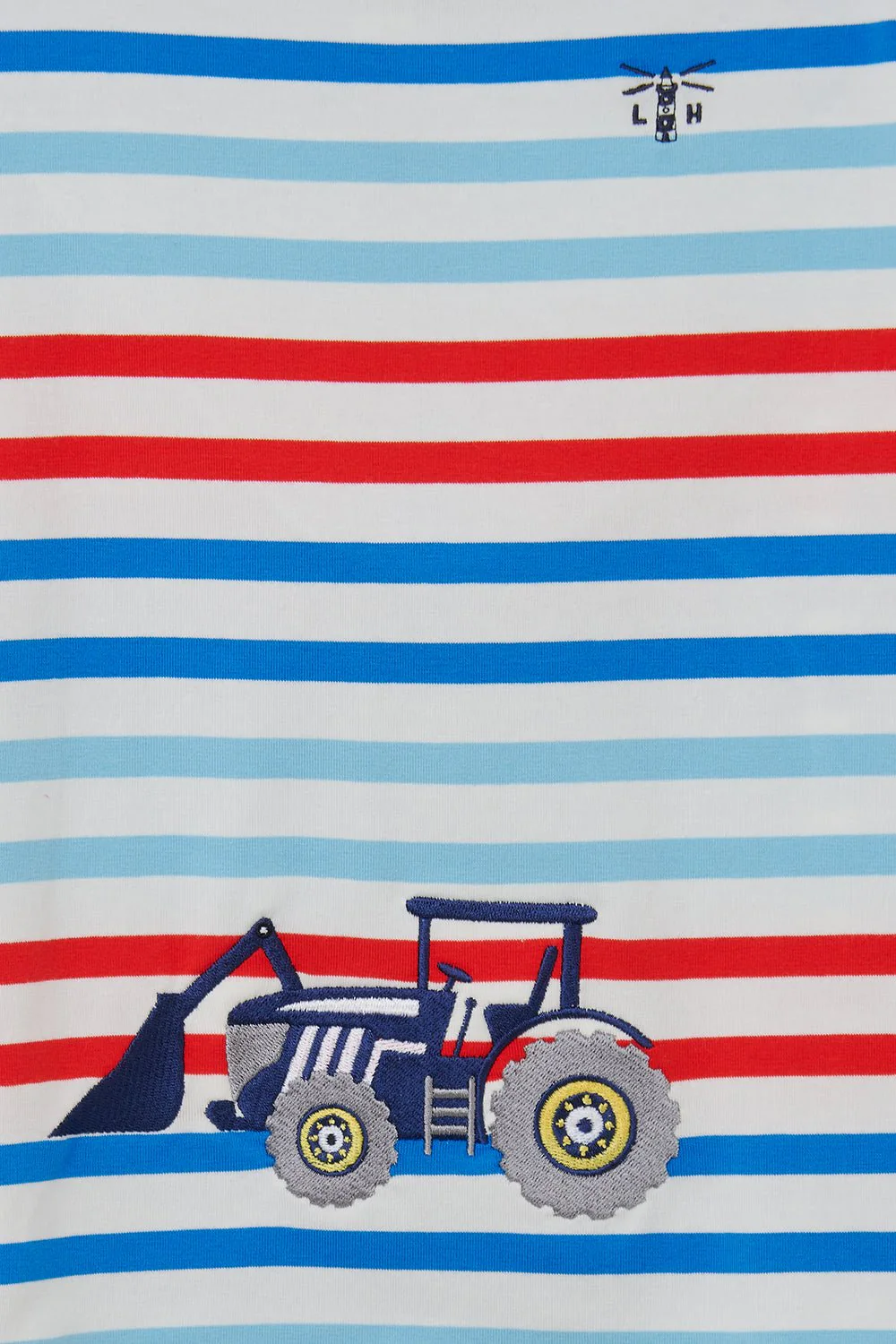 Oliver Short Sleeve Top - Red Blue Stripe Tractor - Image 9