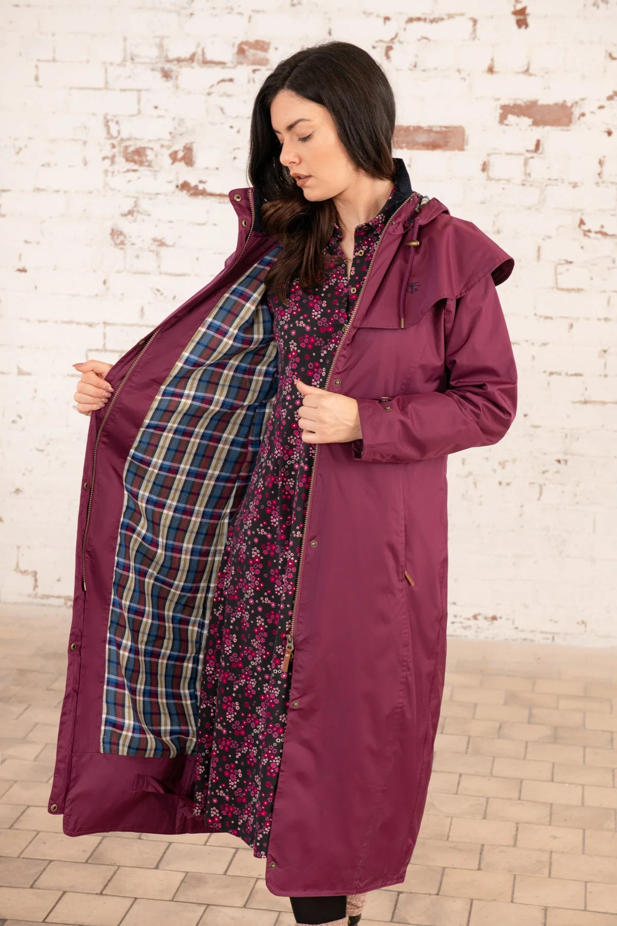 Outback Full Length Waterproof Raincoat - Plum - Image 11
