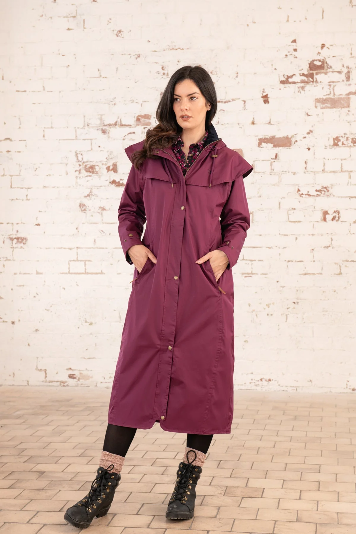 Outback Full Length Waterproof Raincoat - Plum - Image 8