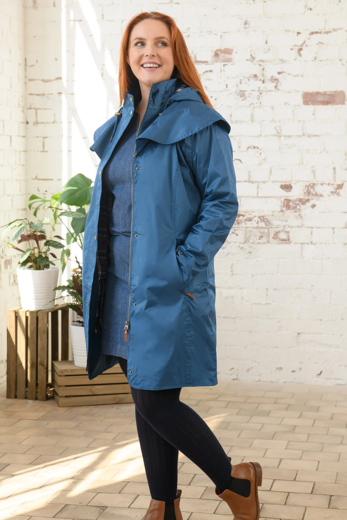 Outrider 3/4 Length Waterproof Raincoat - Deep Sea - Image 3