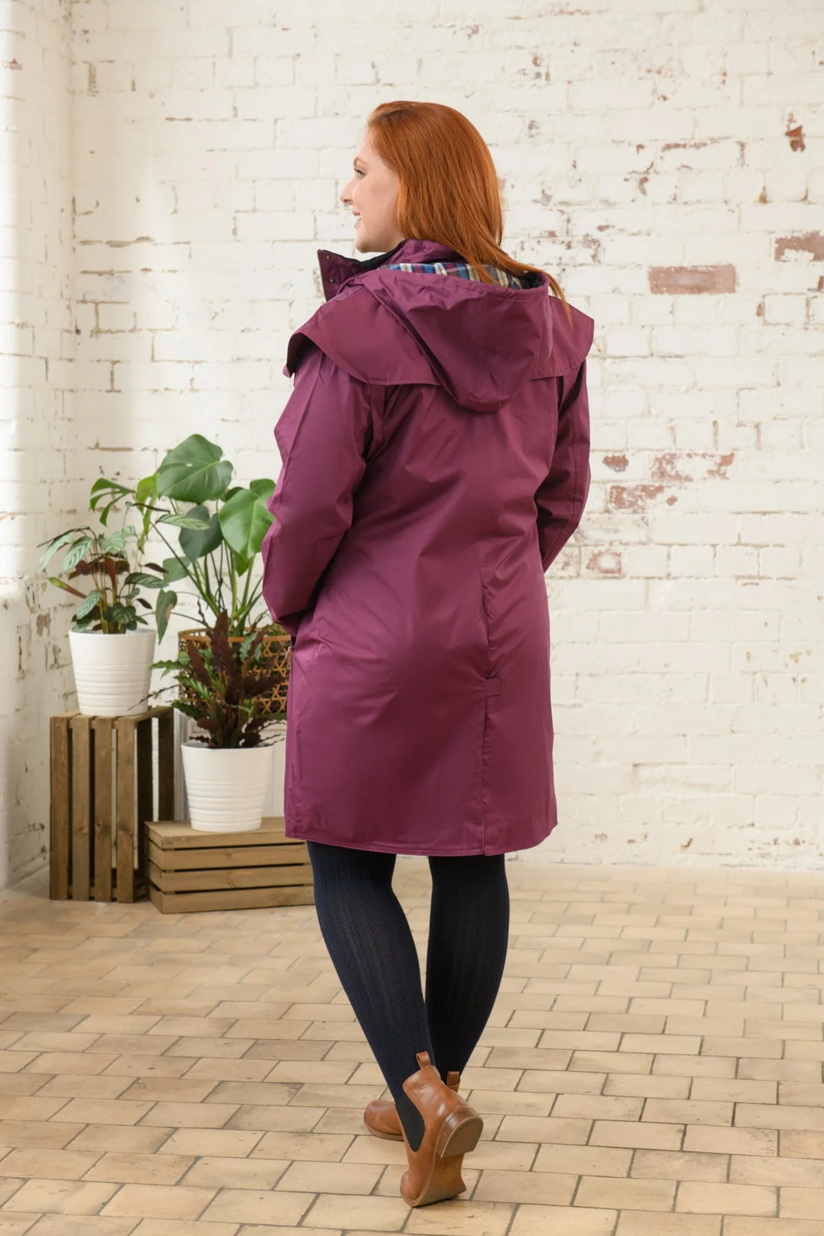 Outrider 3/4 Length Waterproof Raincoat - Plum - Image 14