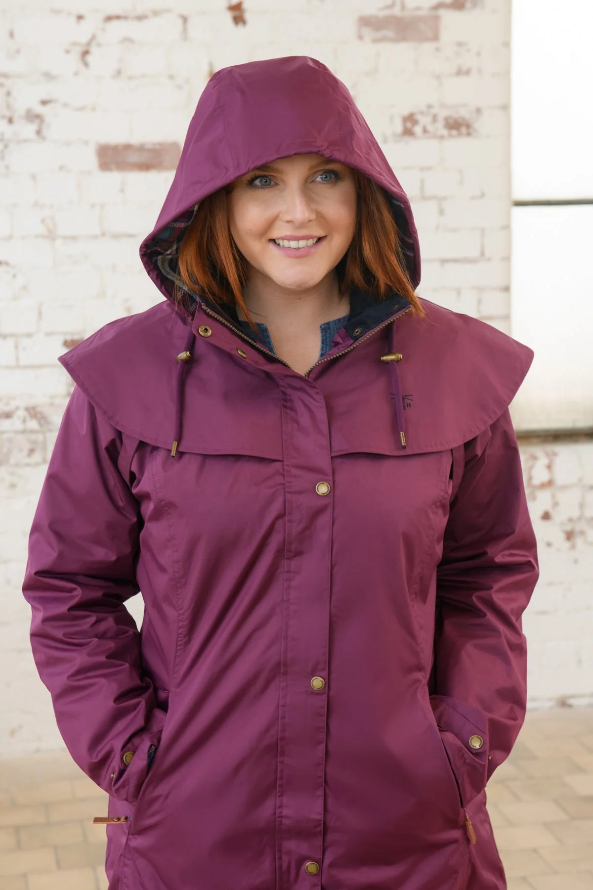 Outrider 3/4 Length Waterproof Raincoat - Plum - Image 15