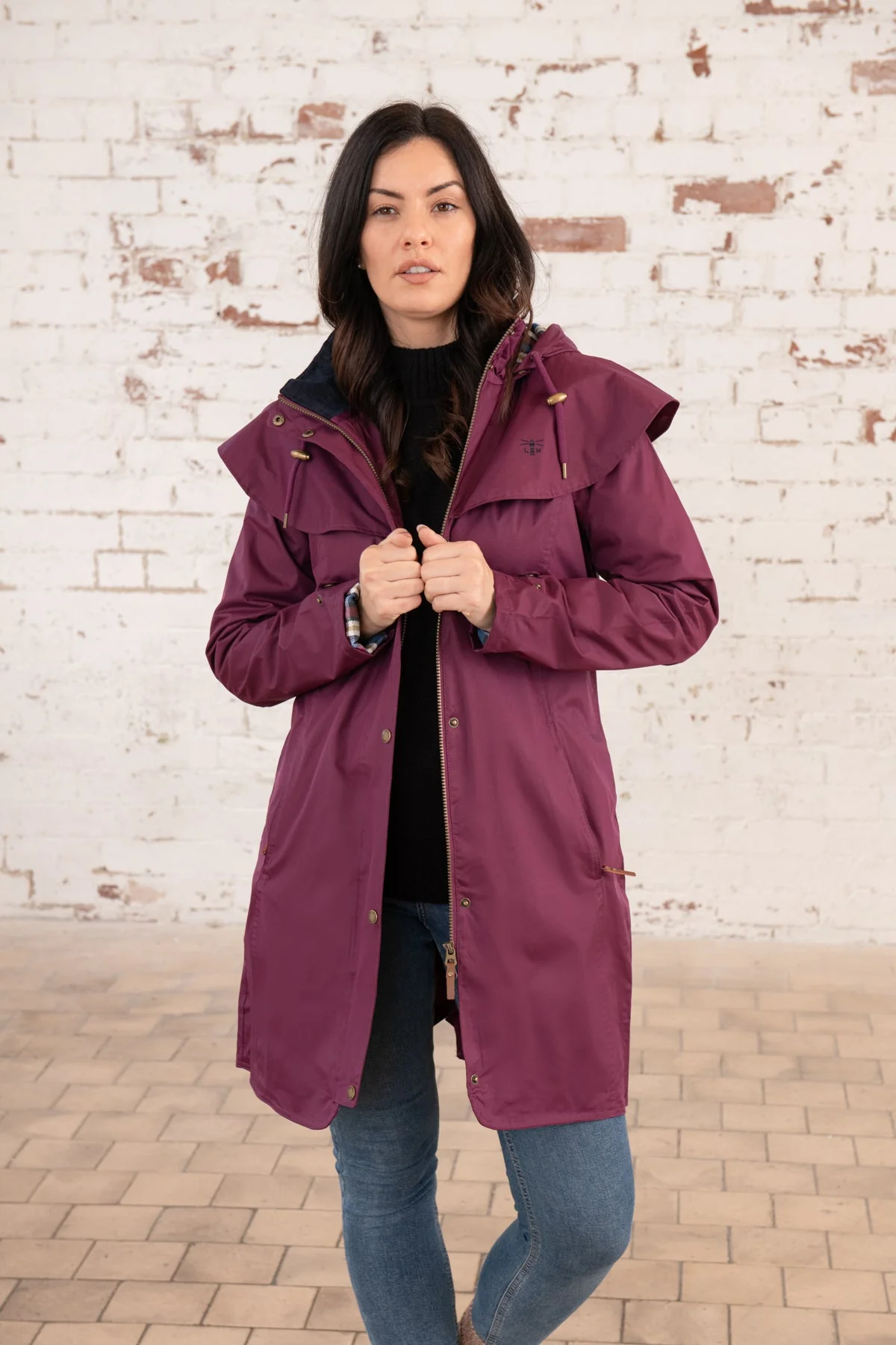 Outrider 3/4 Length Waterproof Raincoat - Plum - Image 4