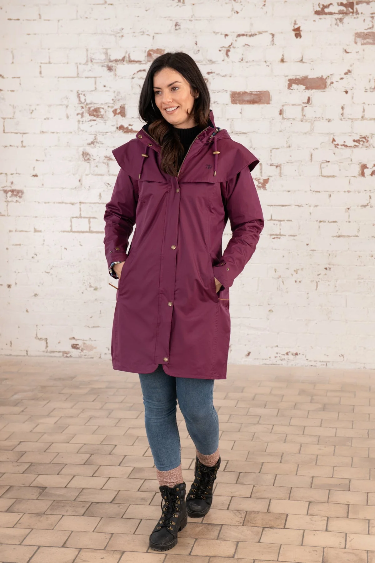 Outrider 3/4 Length Waterproof Raincoat - Plum - Image 5