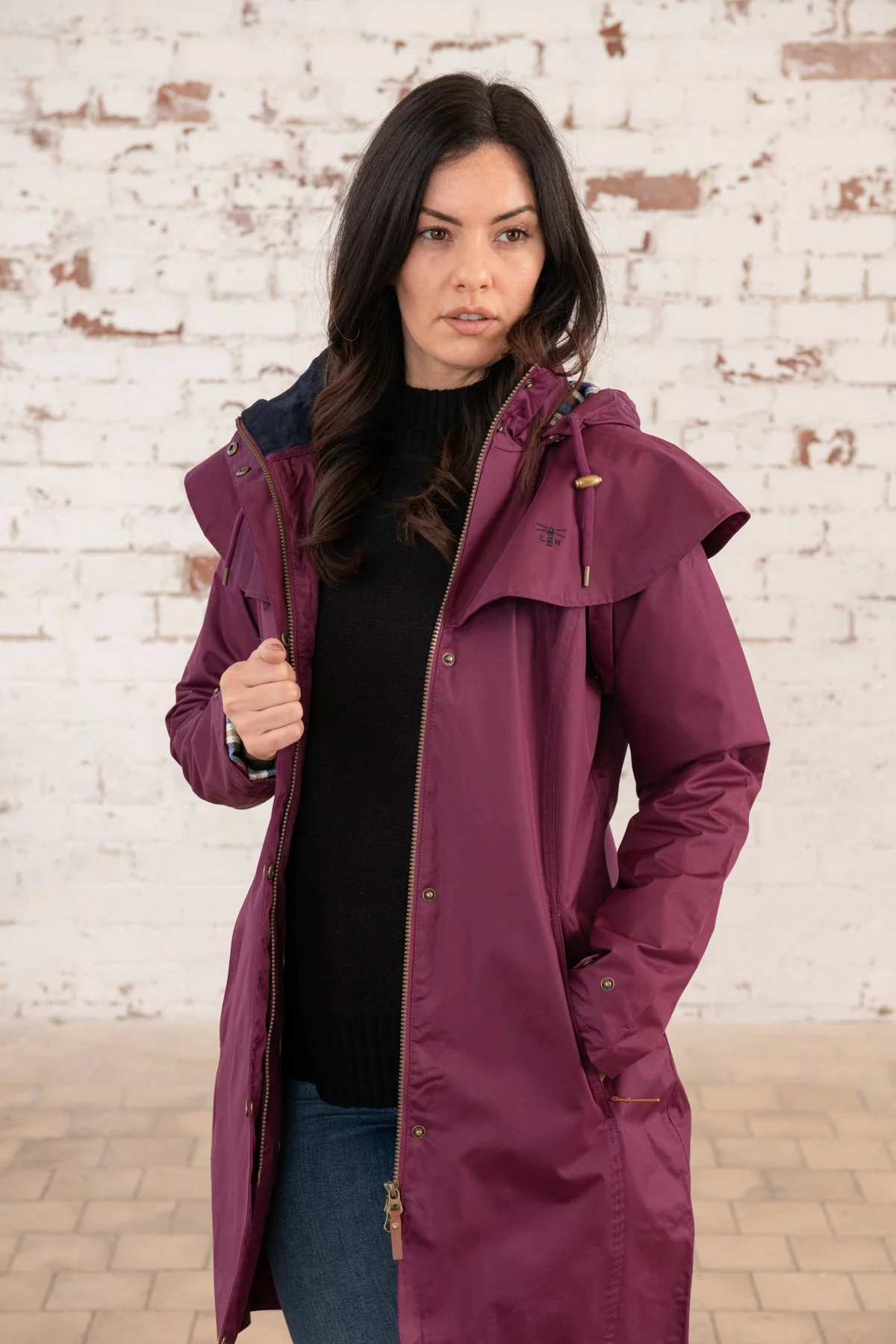 Outrider 3/4 Length Waterproof Raincoat - Plum - Image 6