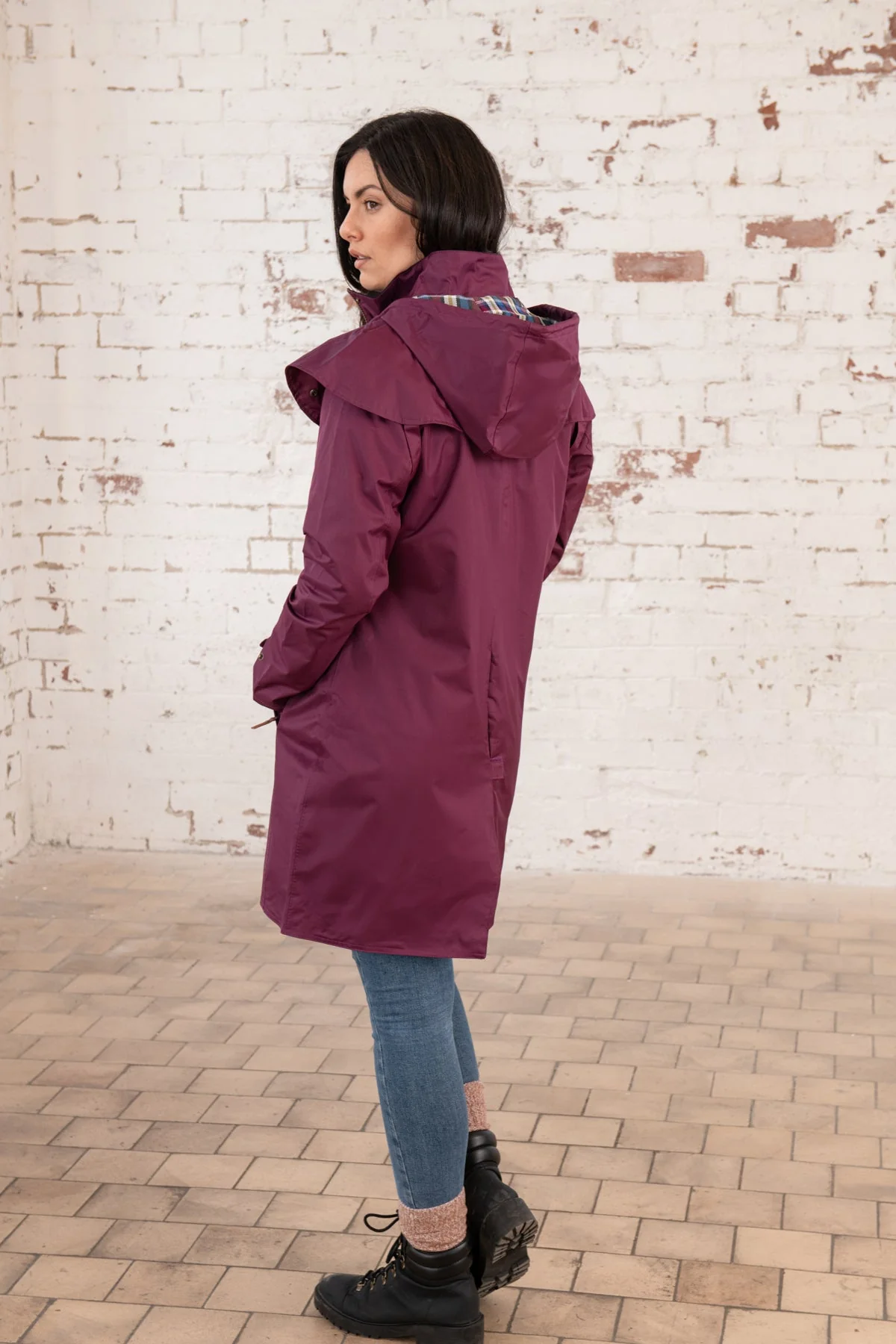 Outrider 3/4 Length Waterproof Raincoat - Plum - Image 9