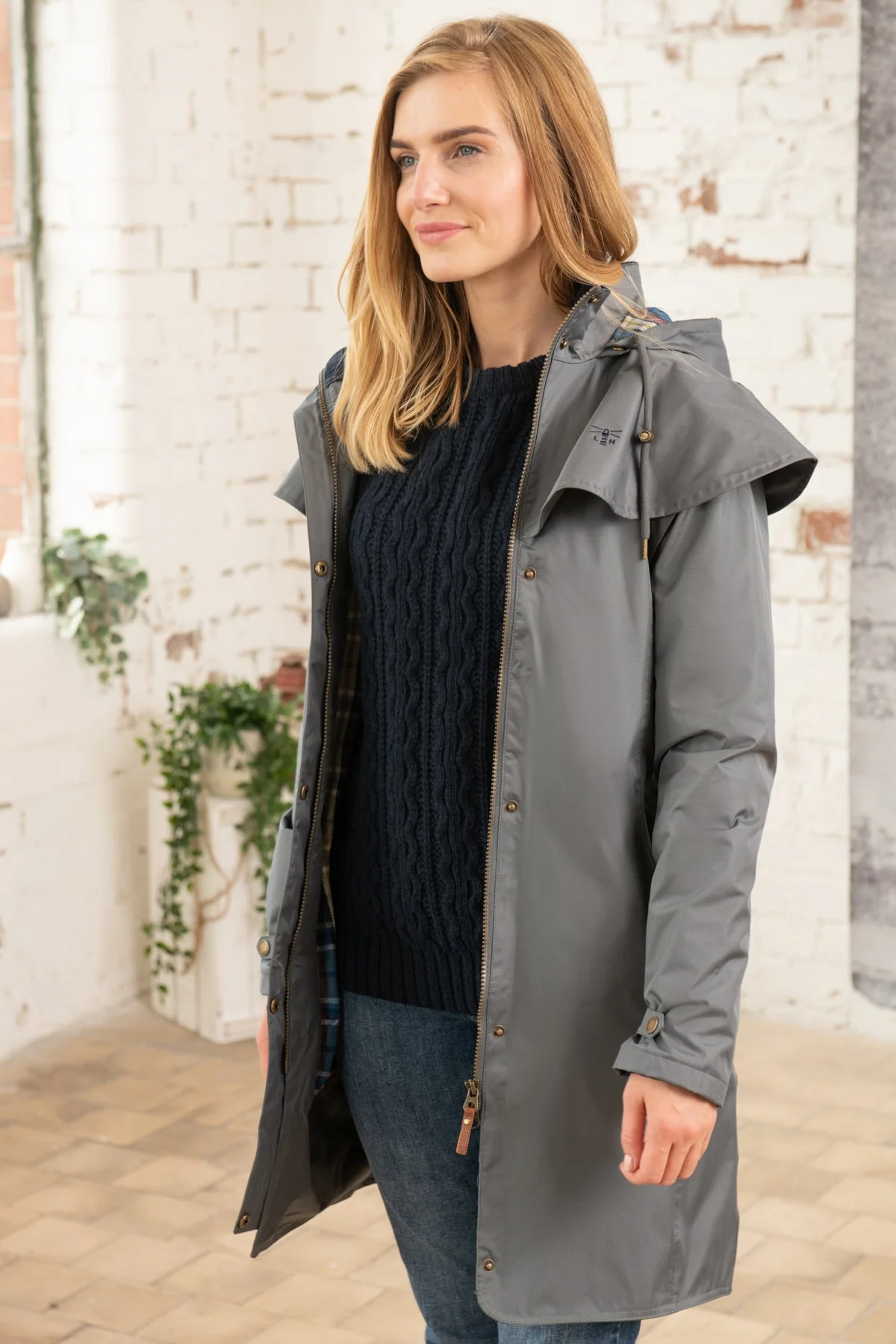 Outrider 3/4 Length Waterproof Raincoat - Urban Grey - Image 3