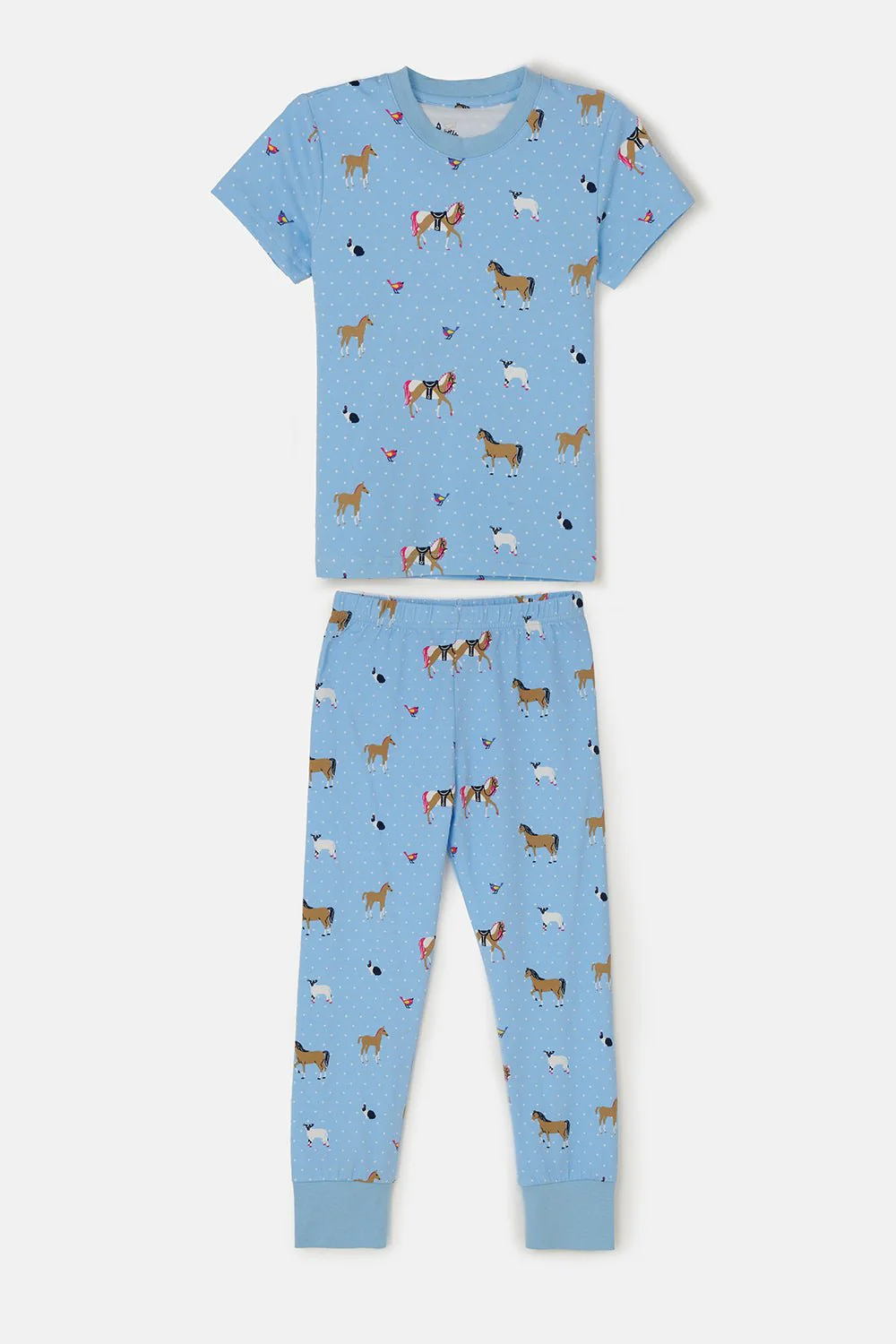 Short Sleeved Pyjamas - Blue Animal Print - Image 3