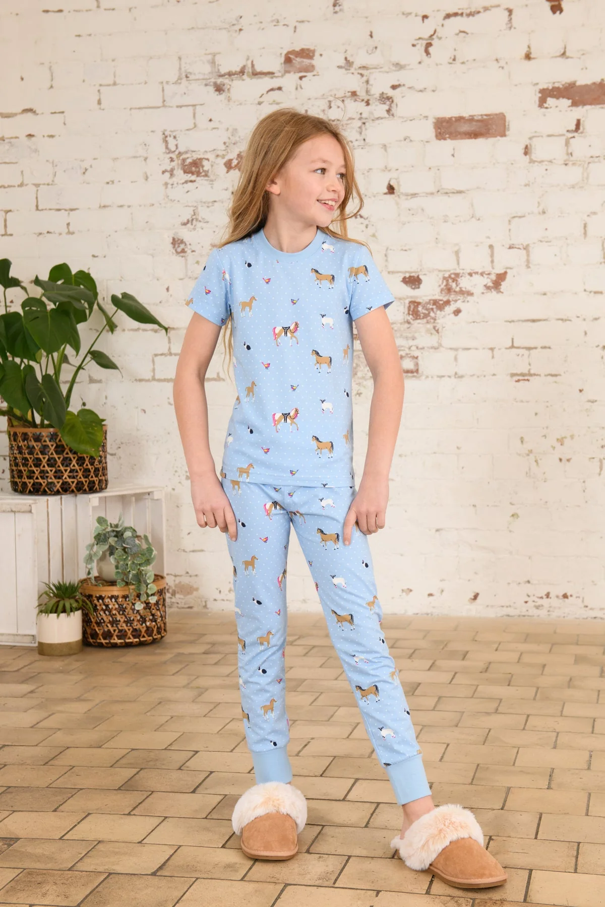 Short Sleeved Pyjamas - Blue Animal Print - Image 4
