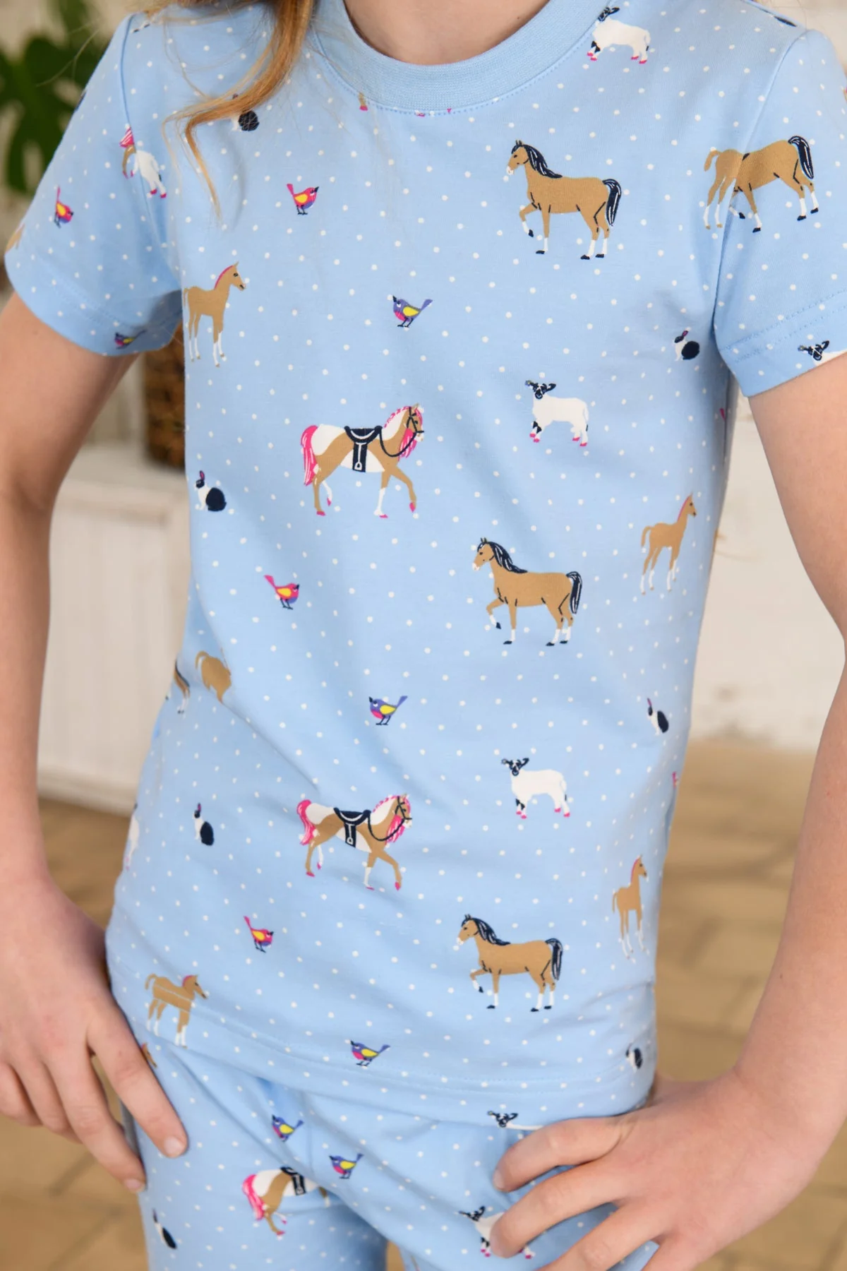 Short Sleeved Pyjamas - Blue Animal Print - Image 6
