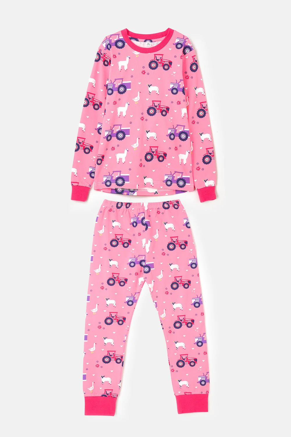 Pyjamas - Pink Purple Tractor Print - Image 2