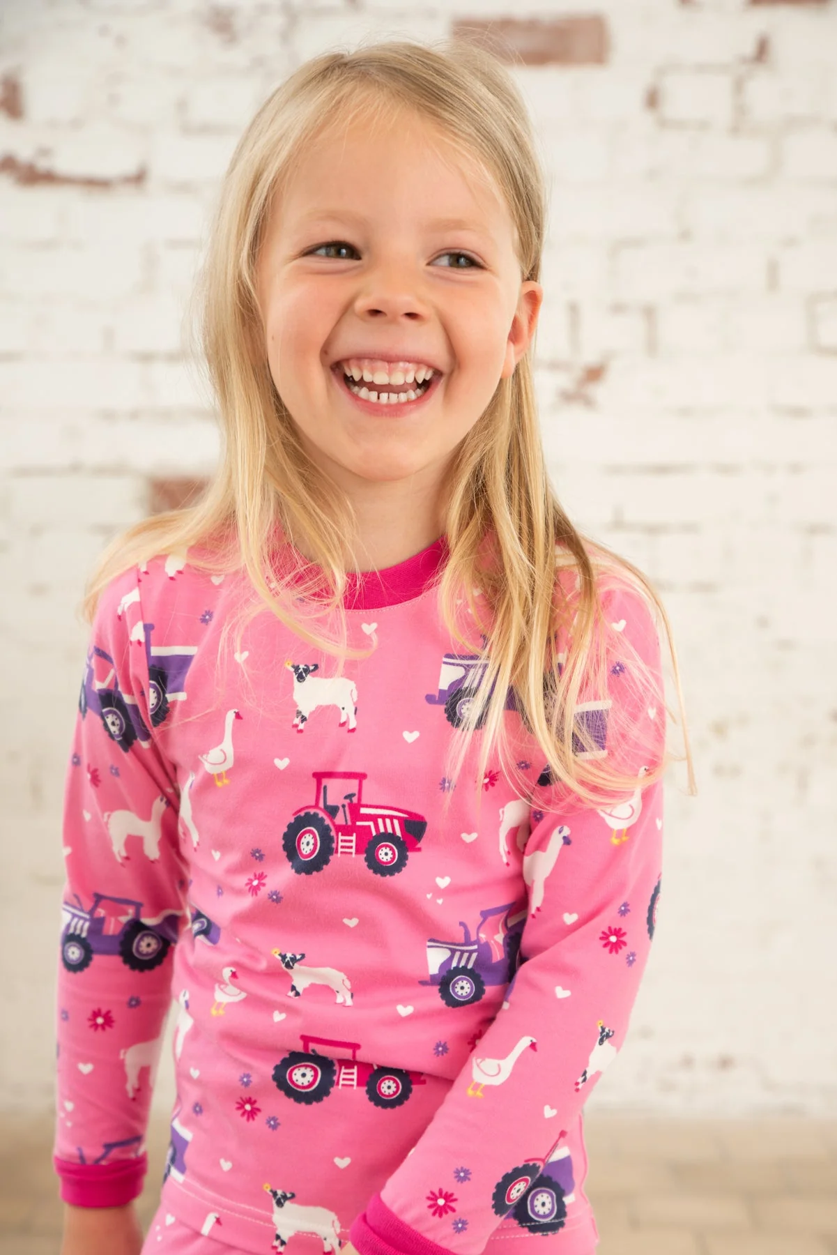 Pyjamas - Pink Purple Tractor Print - Image 3