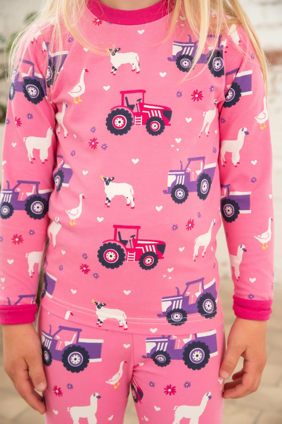 Pyjamas - Pink Purple Tractor Print - Image 4