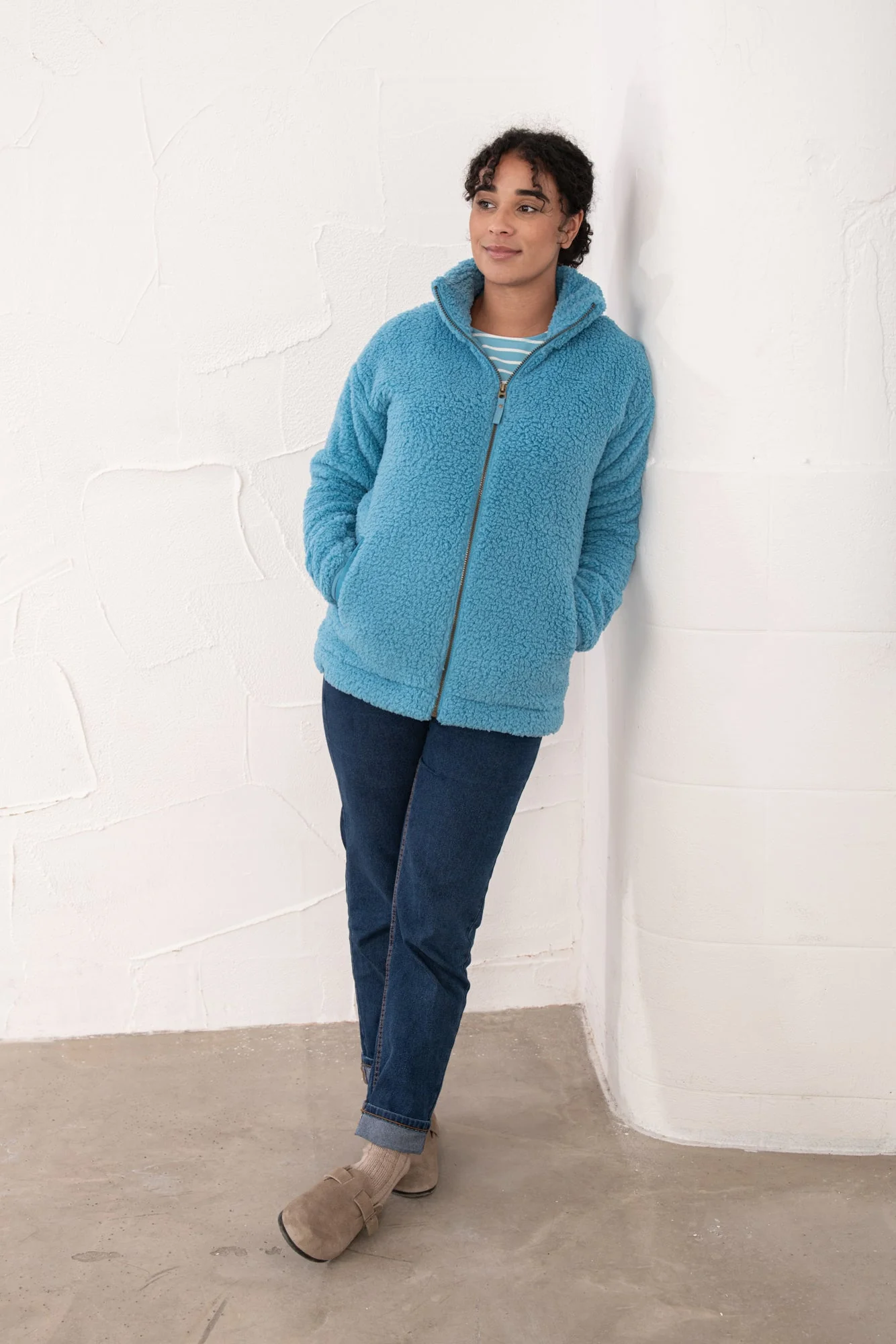 Seashell Full Zip Sherpa Fleece - Blue - Image 4