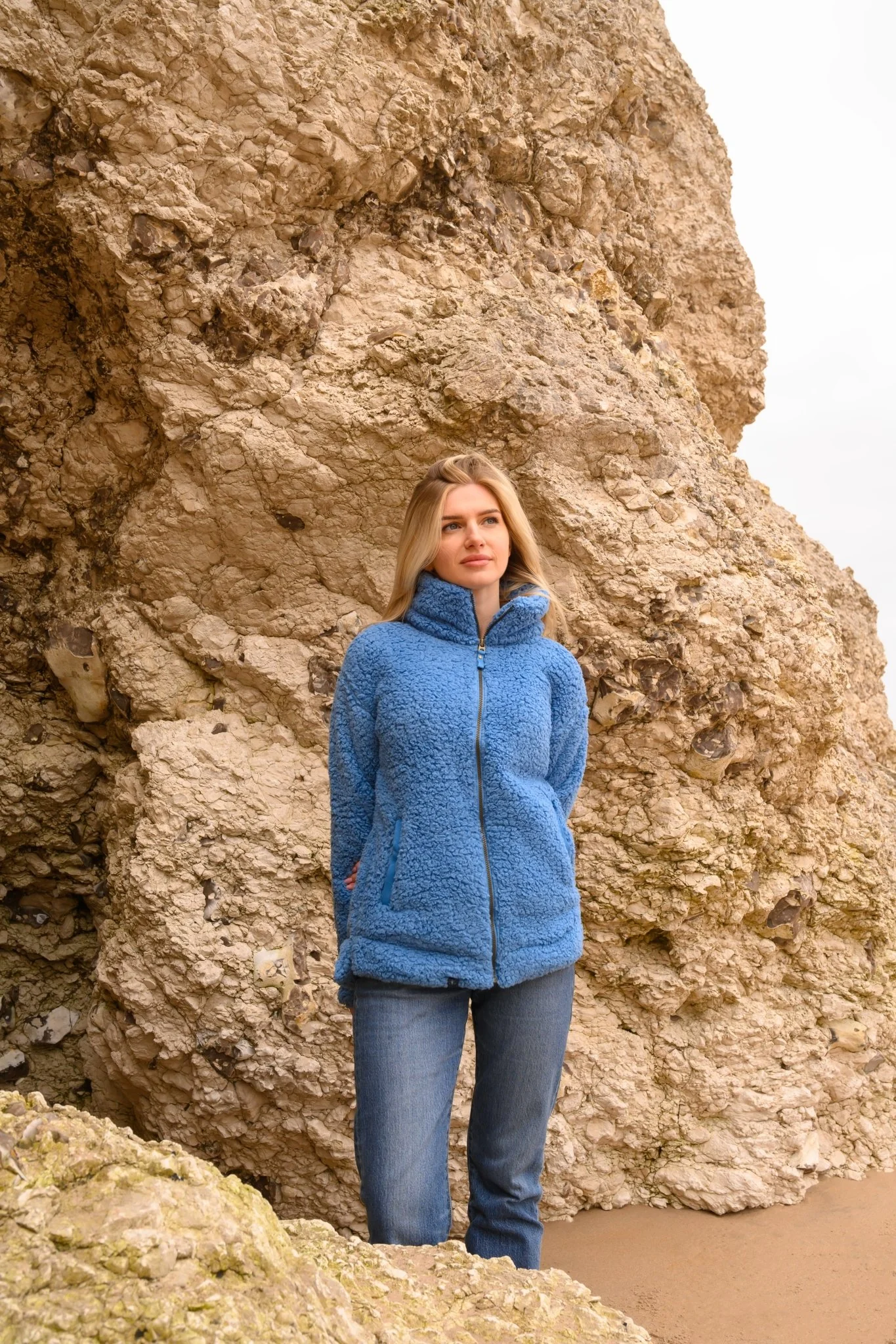 Seashell Full Zip Sherpa Fleece - Marine Blue - Image 4