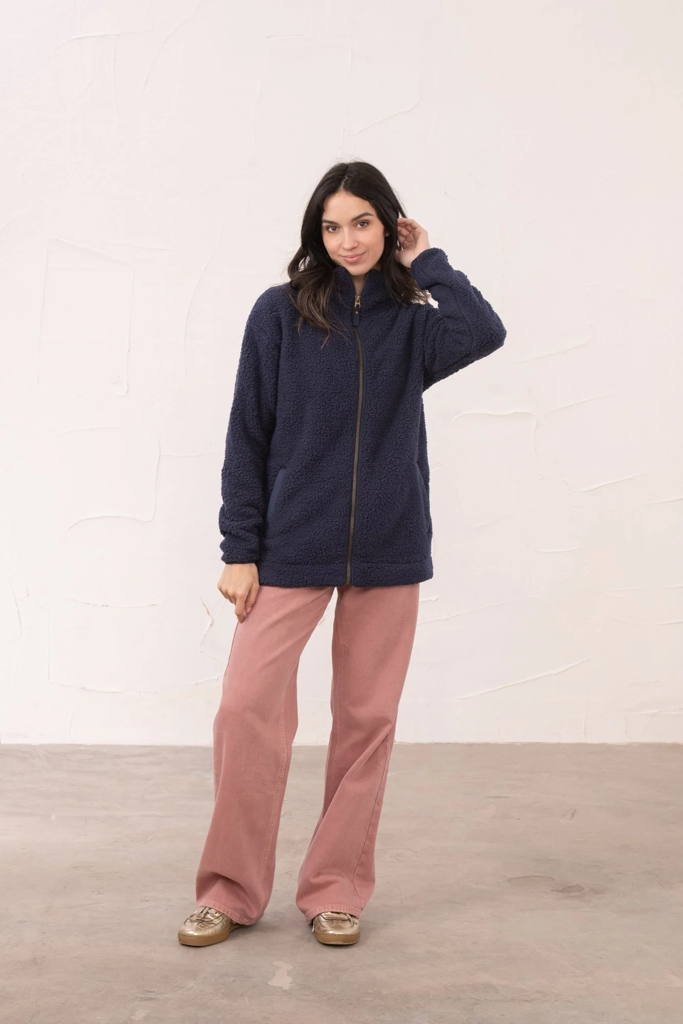 Seashell Full Zip Sherpa Fleece - Navy - Image 3