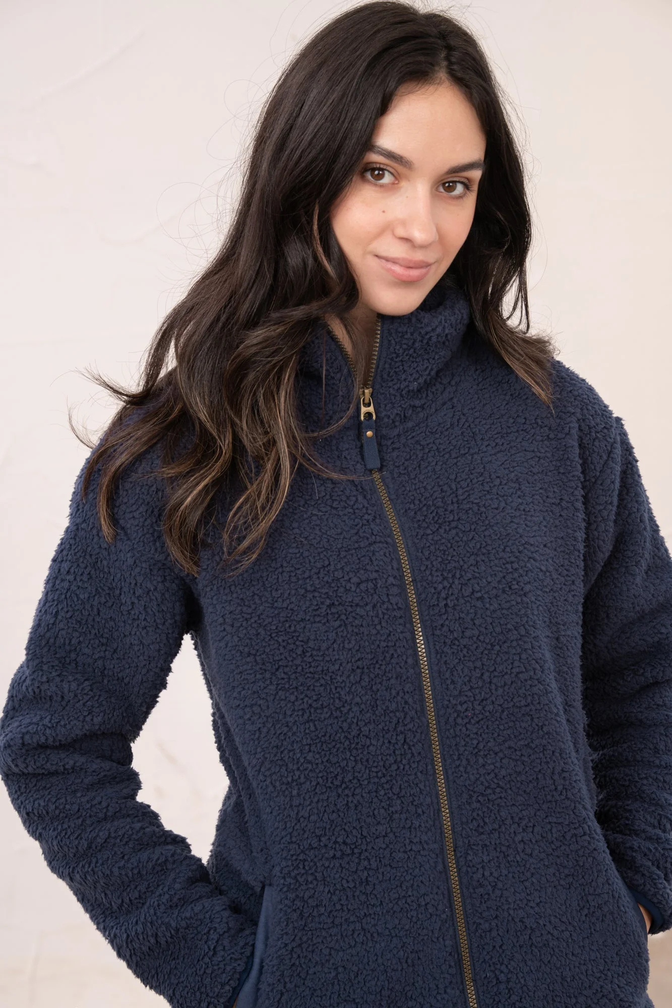Seashell Full Zip Sherpa Fleece - Navy - Image 4