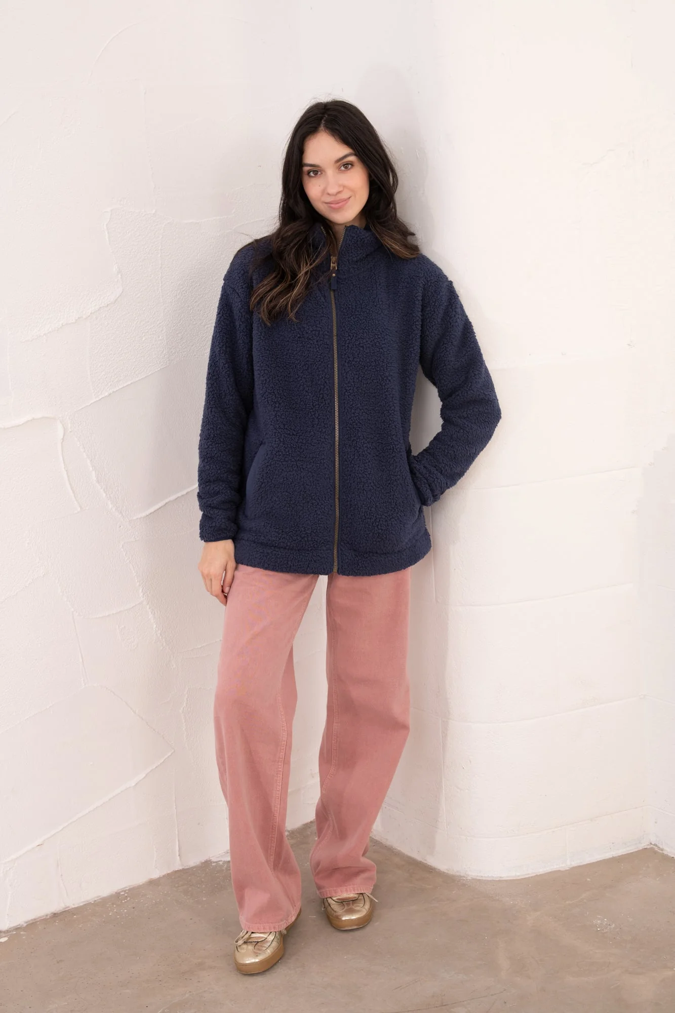 Seashell Full Zip Sherpa Fleece - Navy - Image 5