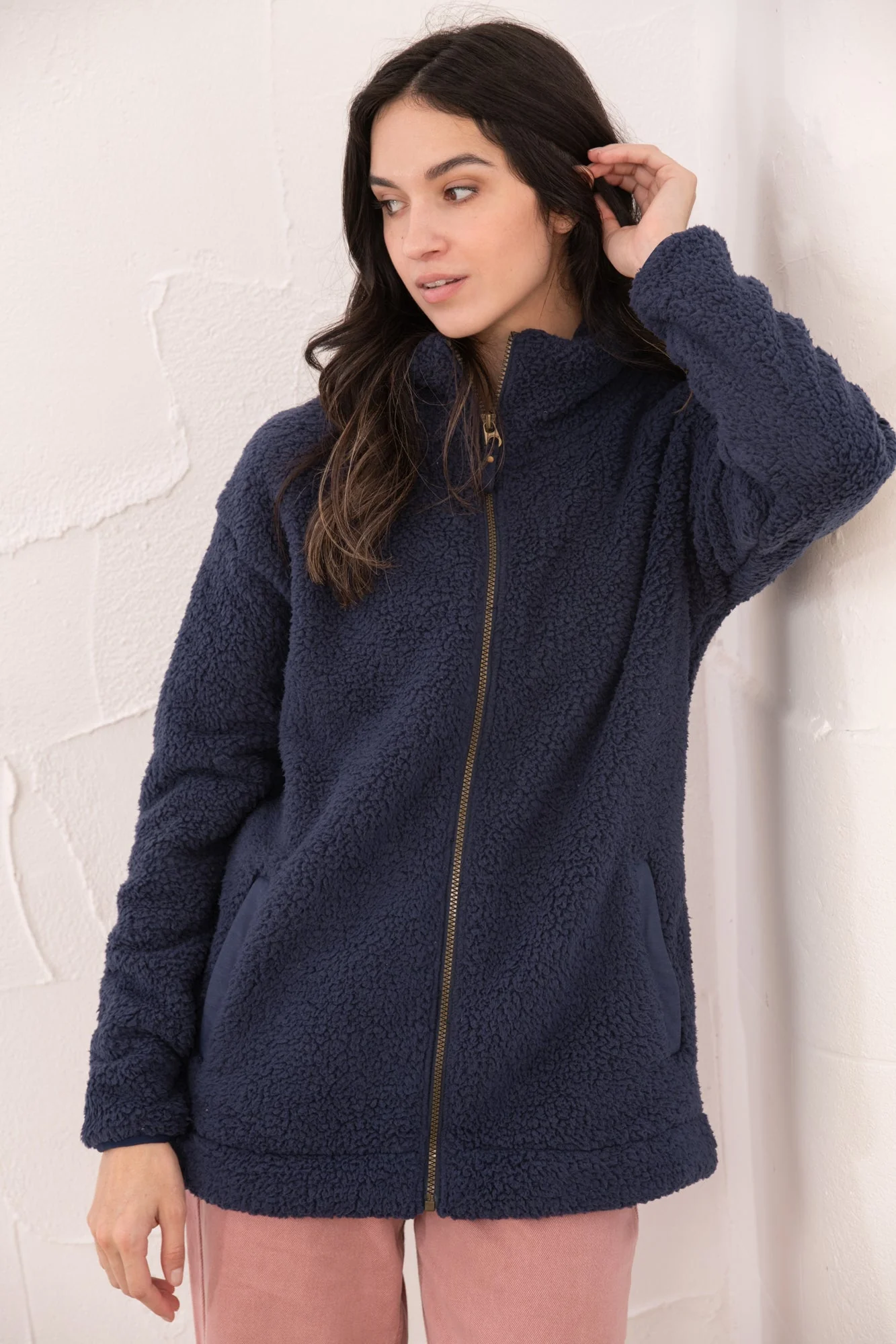 Seashell Full Zip Sherpa Fleece - Navy - Image 7