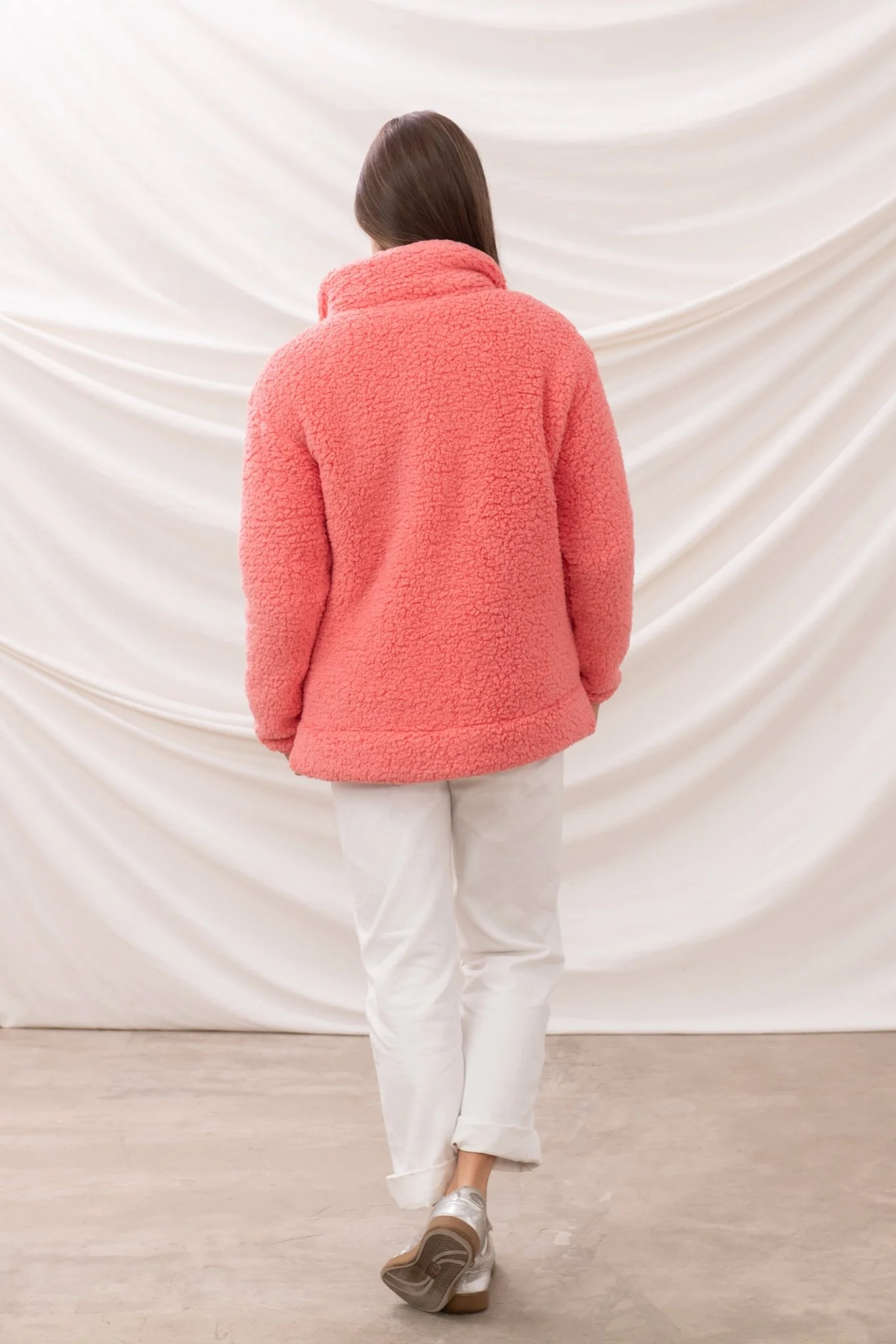 Seashell Full Zip Sherpa Fleece - Sugar Coral - Image 4