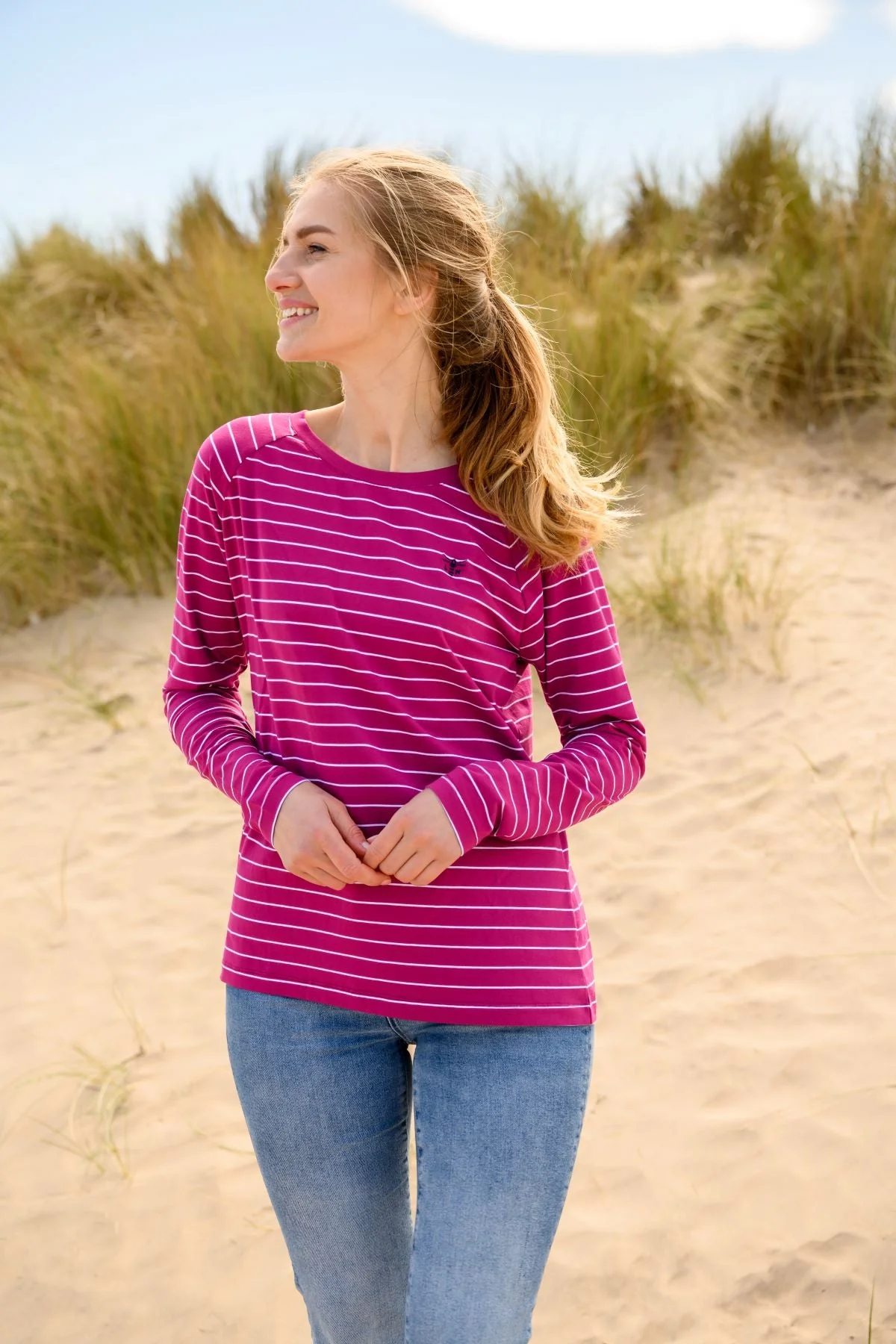 Seashore Long Sleeved Top - Deep Raspberry - Image 3