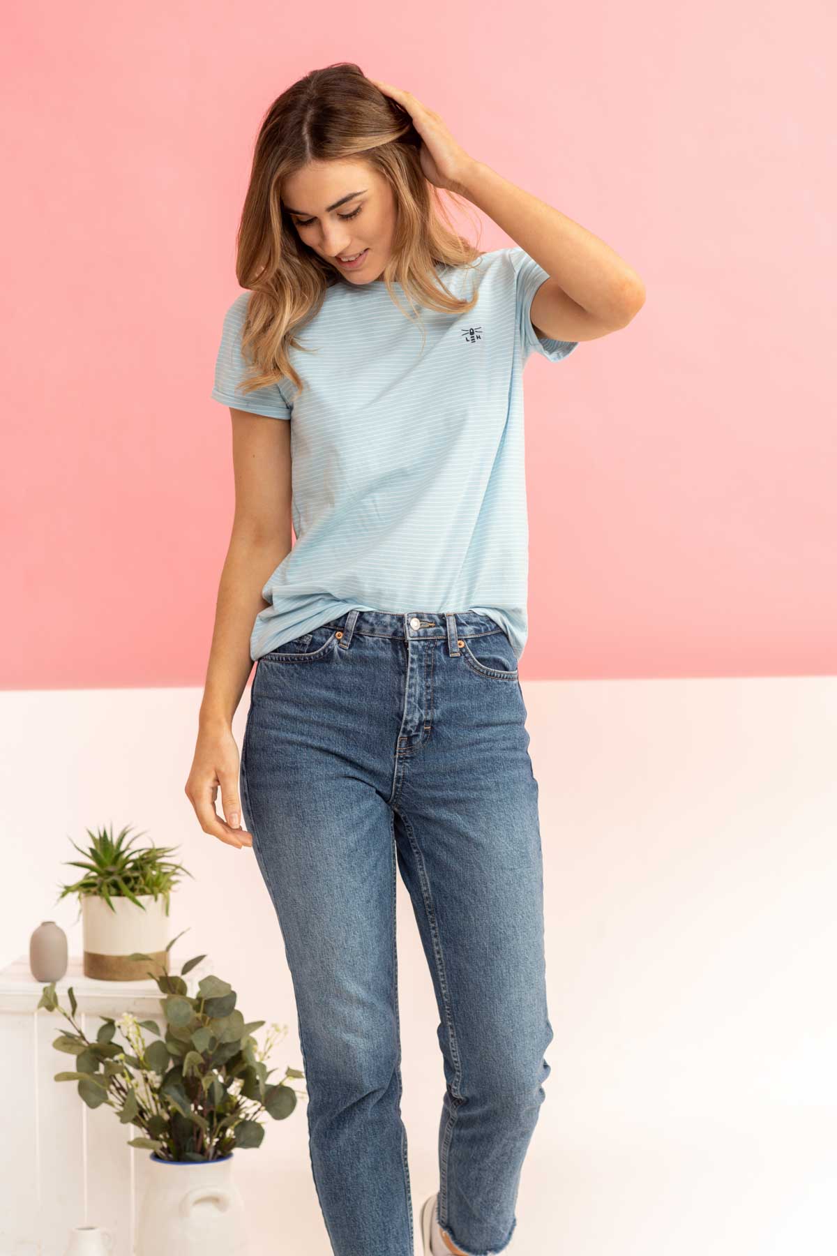 Seashore T Shirt - Pale Blue Stripe - Image 4