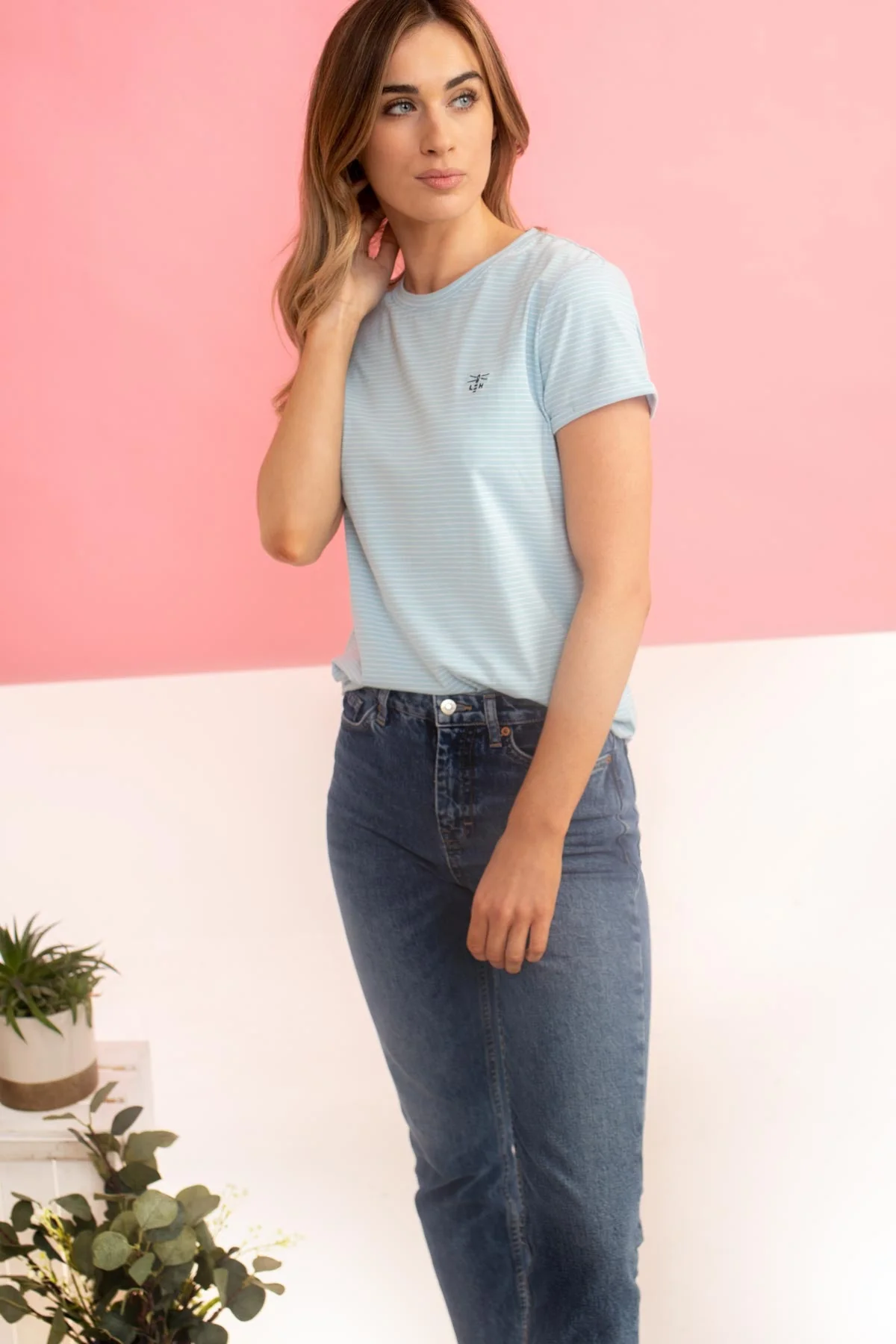Seashore T Shirt - Pale Blue Stripe - Image 5