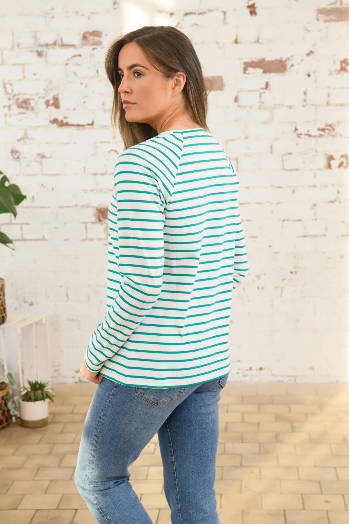 Seashore Long Sleeved Top - Seagrass Stripe - Image 6